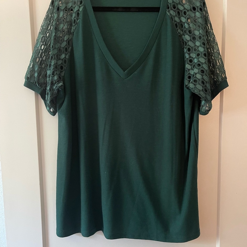 Embellished Green Short Sleeve Blouse